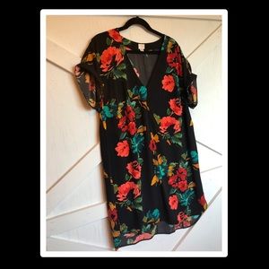 Flowered V-Neck Dress
